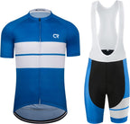 CR Men's Cycling Jersey Set Road Bike Jersey Zipper Pocket Short Sleeves Cycling Kits Bib Shorts 3D Padded