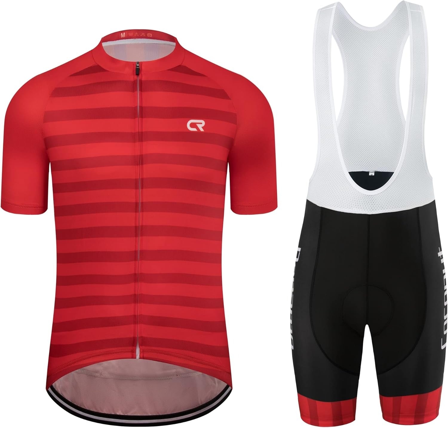 CR Men's Cycling Jersey Set Road Bike Jersey Zipper Pocket Short Sleeves Cycling Kits Bib Shorts 3D Padded