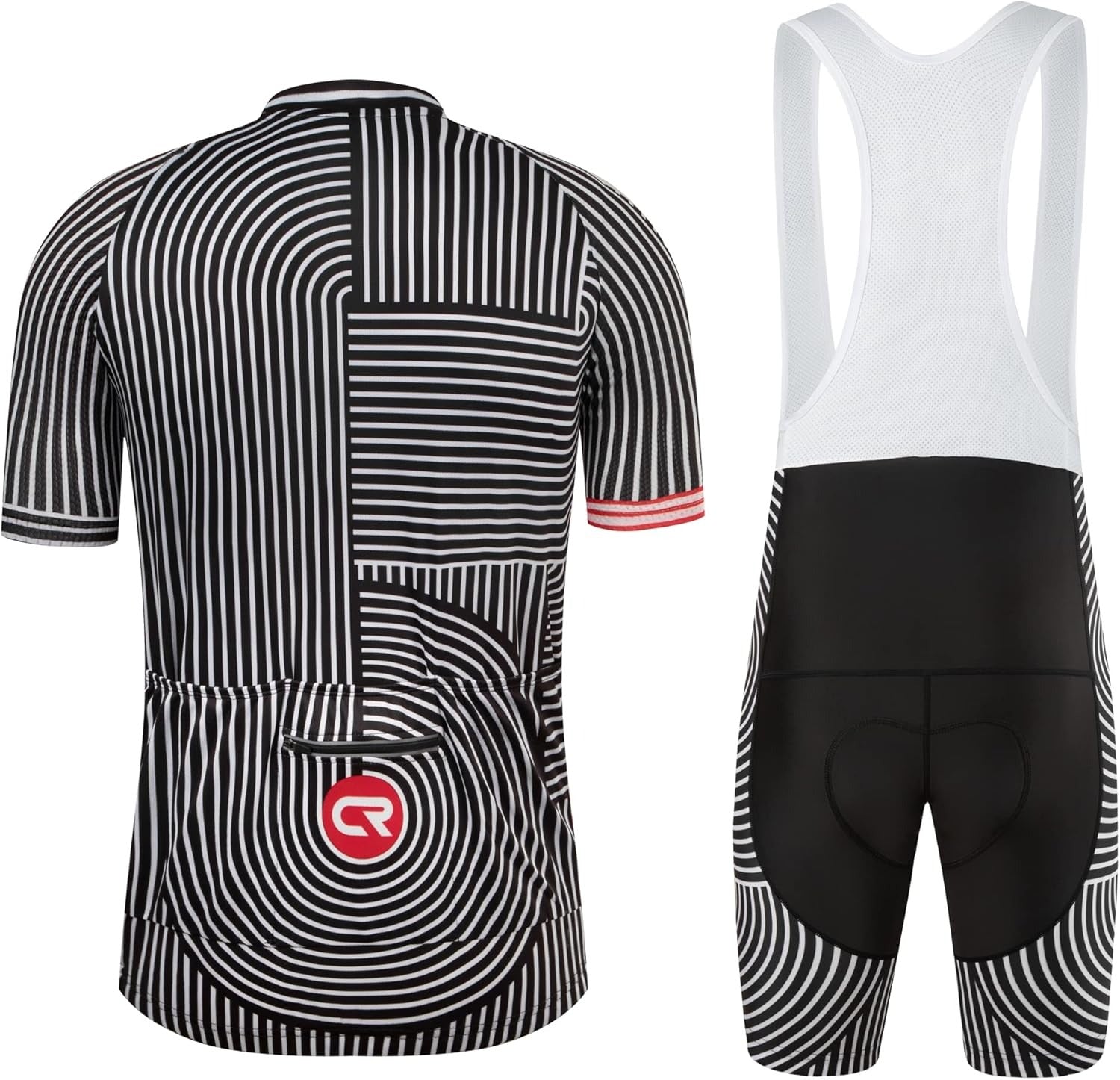 Coconut Ropamo CR Men's Cycling Jersey Set Road Bike Jersey Zipper Pocket Bib Shorts with 4D Padded Cycling Clothing Set