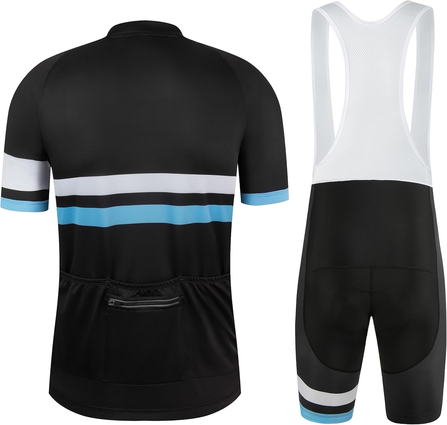CR Men's Cycling Jersey Set Road Bike Jersey Zipper Pocket Short Sleeves Cycling Kits Bib Shorts 3D Padded