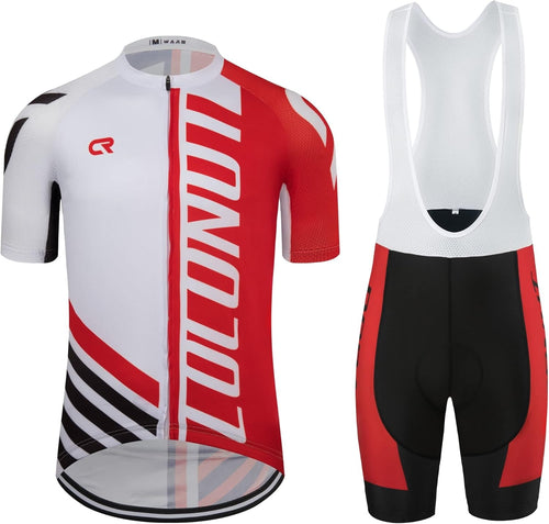Coconut Ropamo CR Men's Cycling Jersey Set Road Bike Jersey Zipper Pocket Bib Shorts with 4D Padded Cycling Clothing Set