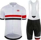 CR Men's Cycling Jersey Set Road Bike Jersey Zipper Pocket Short Sleeves Cycling Kits Bib Shorts 3D Padded